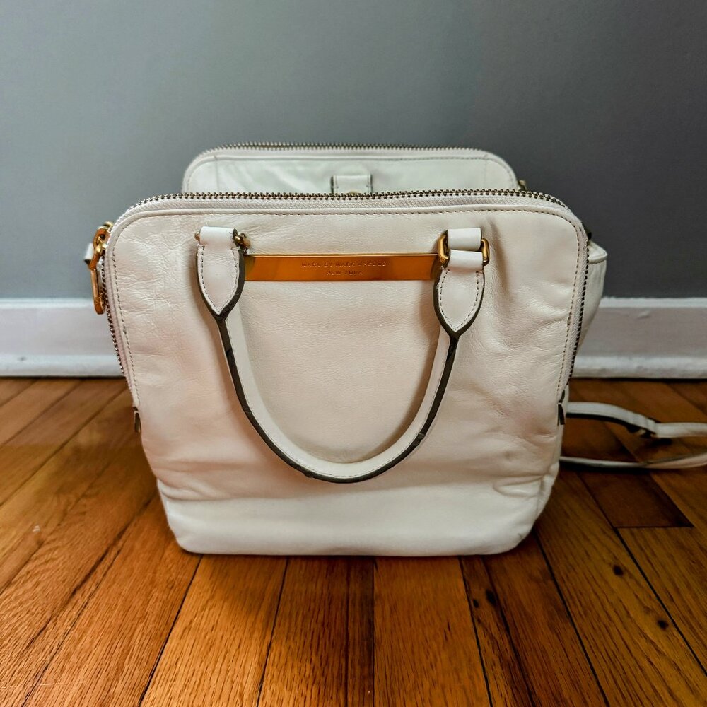 Marc by Marc Jacobs Leather Satchel Crossbody Bag Ivory